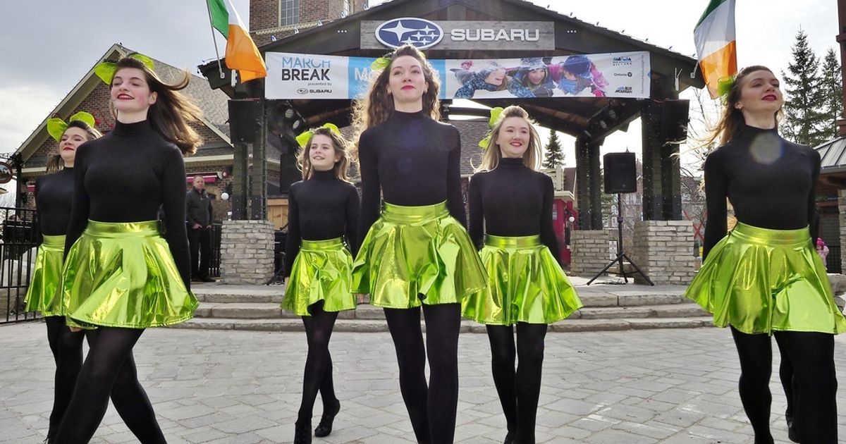 Students from Hamilton School of Irish Dancers performing live in the Village Events Plaza for St. Patrick's Day at Blue.